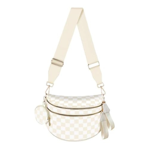 EMMAFY Women's Crossbody Bag, Waterproof Oxford Cloth Waist Bag with Adjustable Shoulder Strap, Suitable for Travel, Work and Commuting. (Beige Check) | Amazon (US)