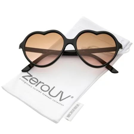 zeroUV Female Women s Black Frame Colored Gradient Lens Heart Shaped Sunglasses 56mm (Black / Orange | Walmart (US)