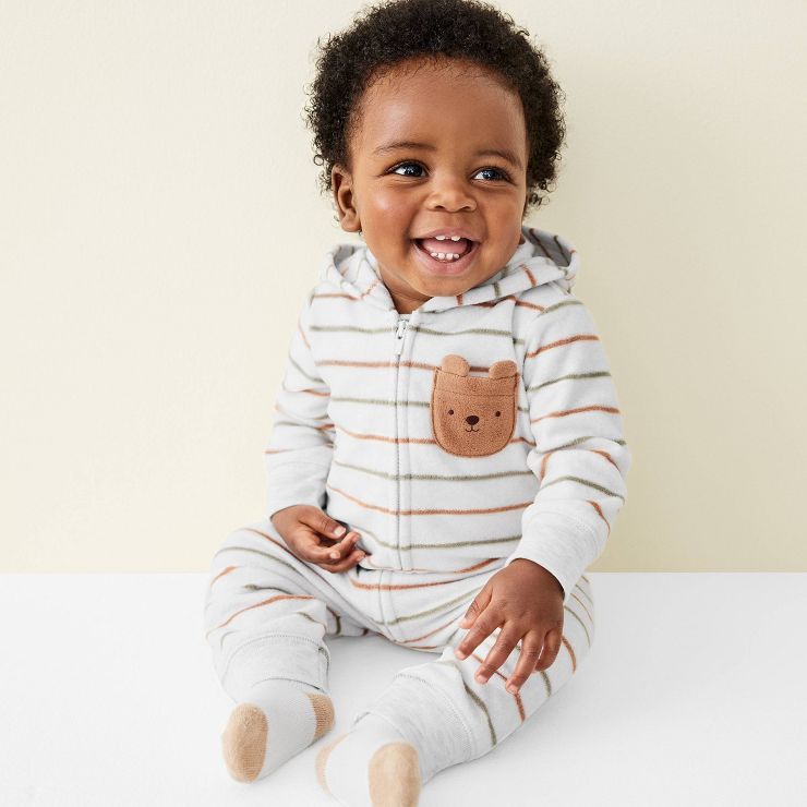 Carter's Just One You® Baby Boys' Bear Fleece Romper with Pocket - Gray | Target