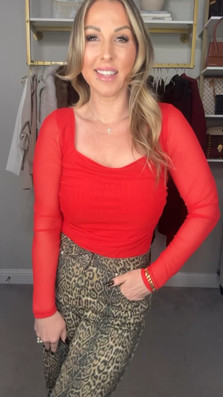 Sharing a fun date night outfit! This red top and leopard jeans are so trendy and I love them! Jeans, top, heels, coat and other accessories all linked ⬆️

#LTKSeasonal #LTKFindsUnder100 #LTKStyleTip