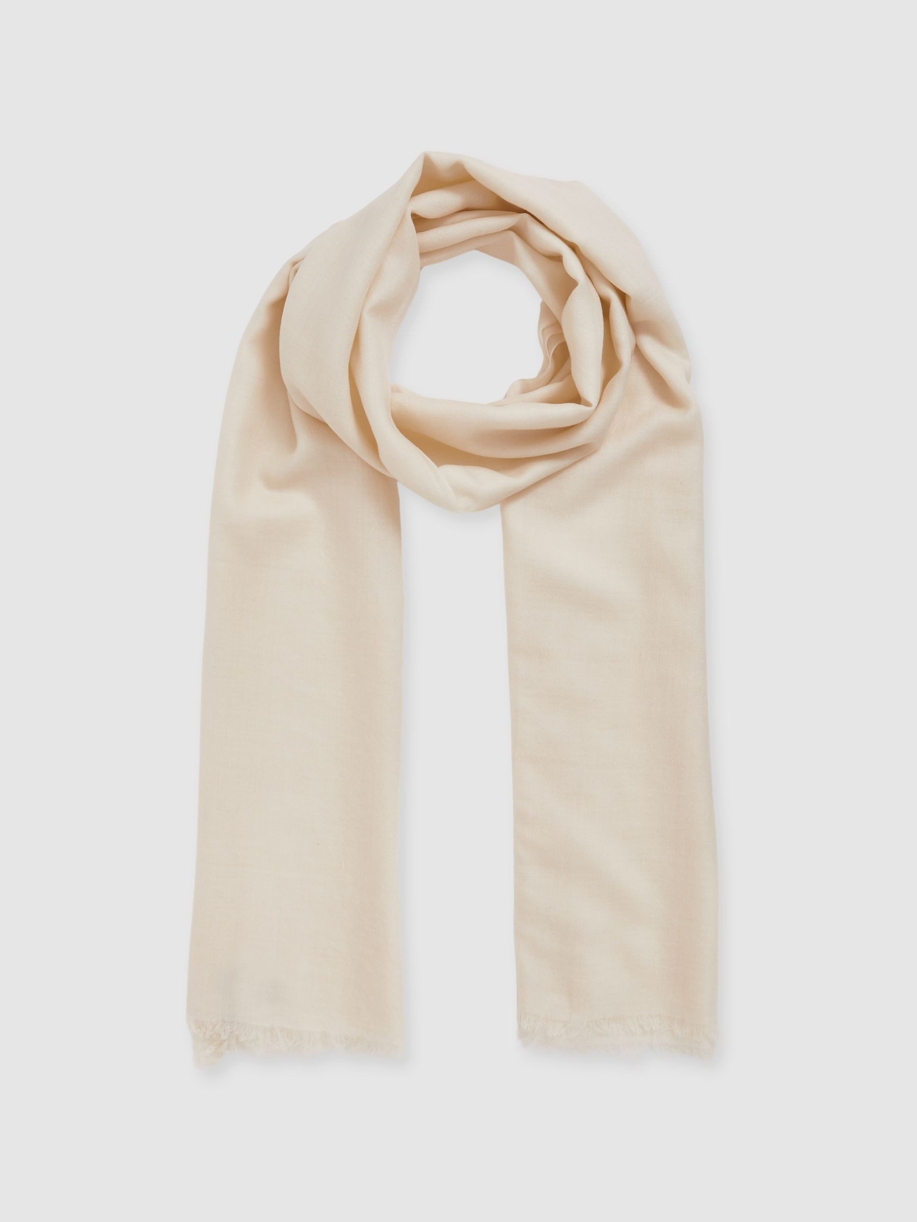 Wool-Cashmere Lightweight Scarf in Off White | Reiss US