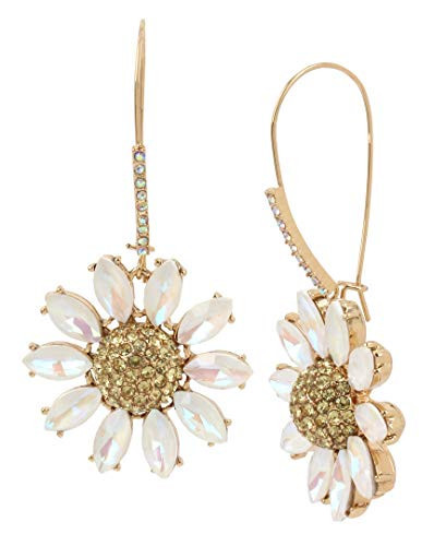 Betsey Johnson Pave Daisy Flower Dangle Earrings | Amazon (US)