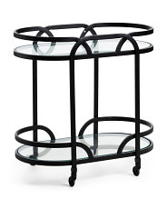 33.5in Stainless Steel Glass Top Oval Bar Cart | Furniture & Lighting | Marshalls | Marshalls