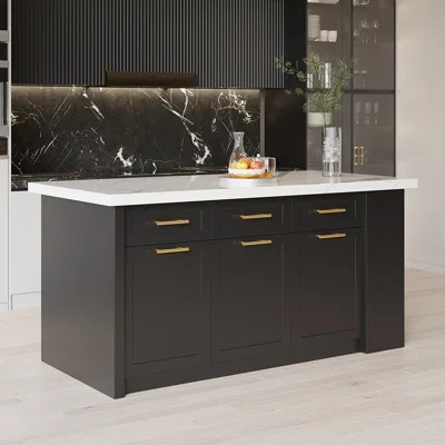 72" Kitchen Islands Black Modern with Storage Kitchen Cabinet | Wayfair North America