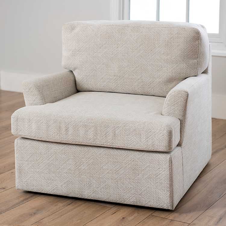 Neutral Swivel Upholstered Miller Accent Chair | Kirkland's Home