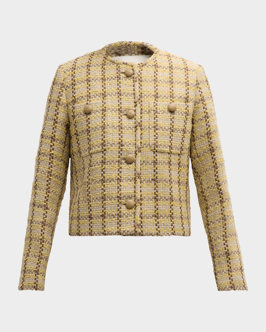 Lafayette 148 New York Button-Down Woven Plaid Jacket | Neiman Marcus