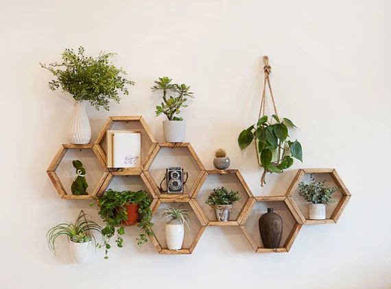 Set of 3, 5 or 8 shelves - (FREE middle divider - see details) Hexagon shelf, Honeycomb Shelf, Fl... | Etsy (US)