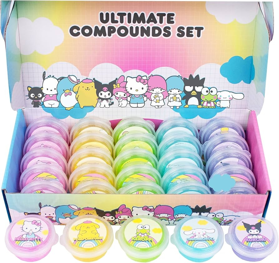 Hello Kitty and Friends Ultimate Compounds Set, 25-Pack, Scented Glitter Slimes, Sanrio Stuff, Sl... | Amazon (US)