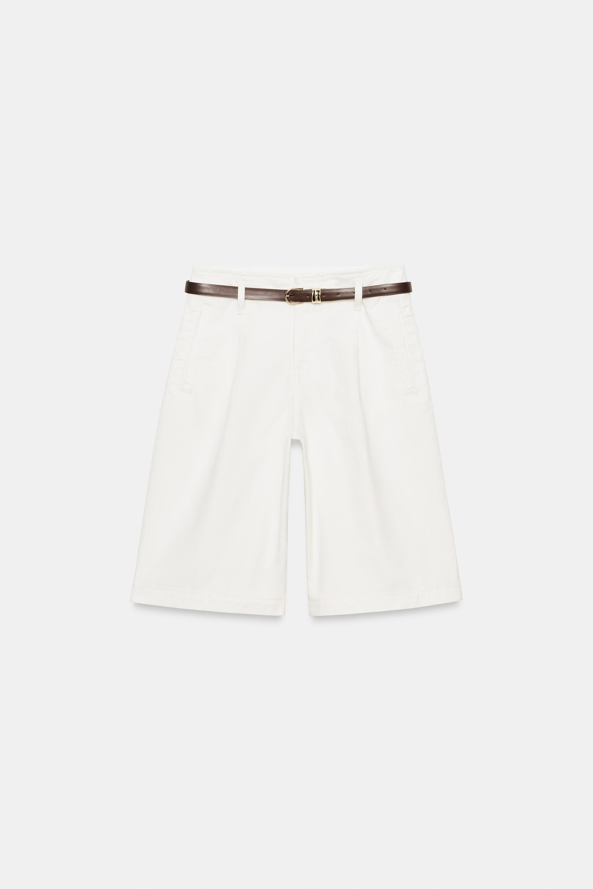 PLEATED BERMUDA SHORTS WITH BELT | Zara UK