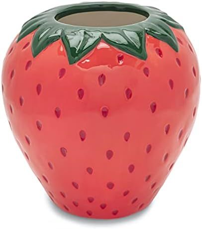 ban.do Vintage Inspired Decorative Ceramic Vase, Unique Home/Kitchen/Office Accent Decor, Strawberry | Amazon (US)