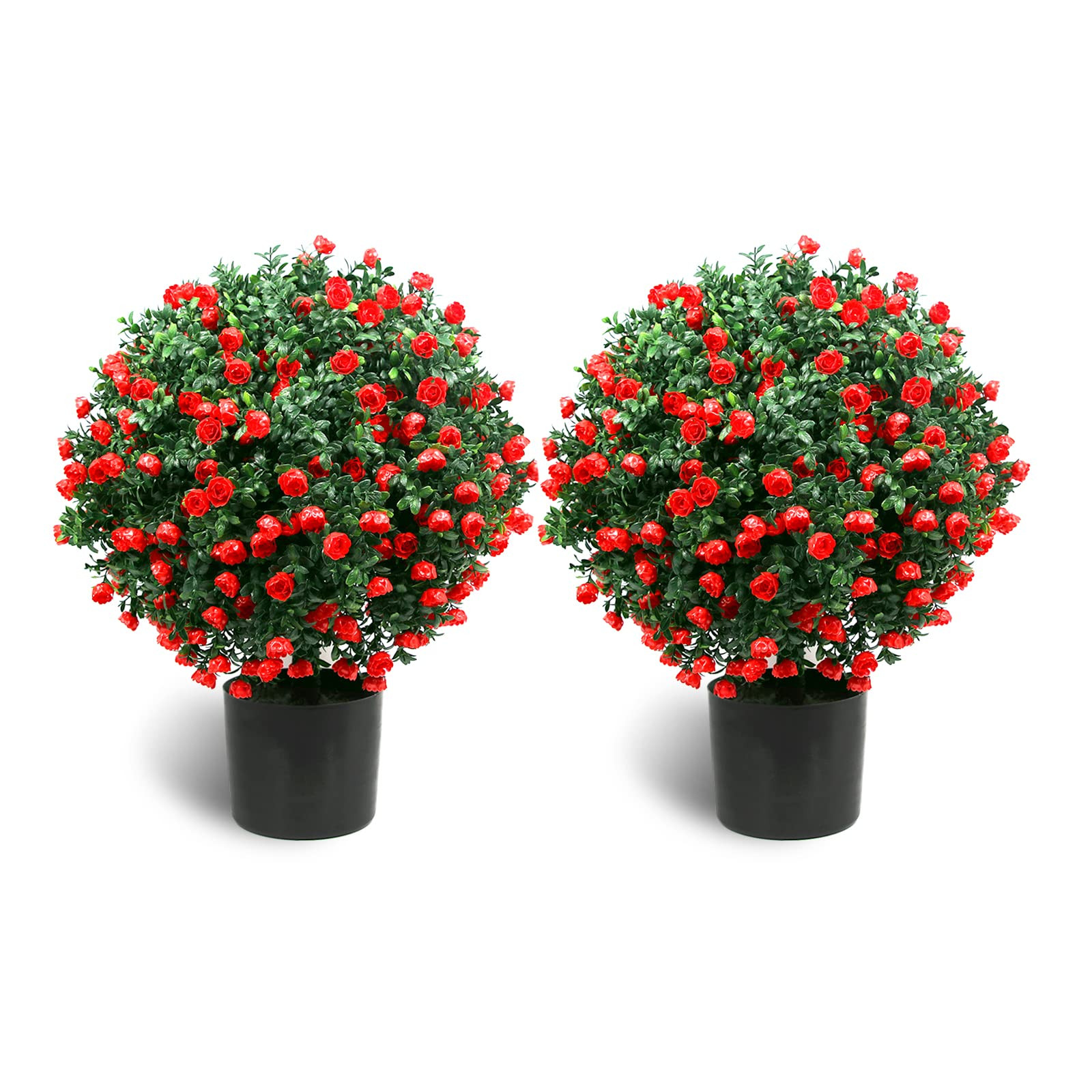 Sunnyglade 21.6” Tall Artificial Rose Topiary Ball Tree Set of 2 Pack Potted Bushes UV Resistan... | Amazon (US)