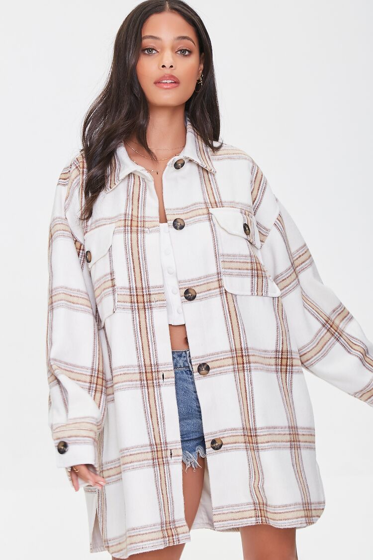 Plaid Button-Front Shacket | Forever 21 (US)