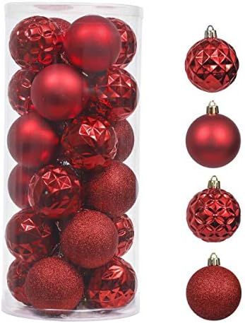 Valery Madelyn 24ct 60mm Traditional Red Christmas Ball Ornaments Decor, Shatterproof Christmas T... | Amazon (US)