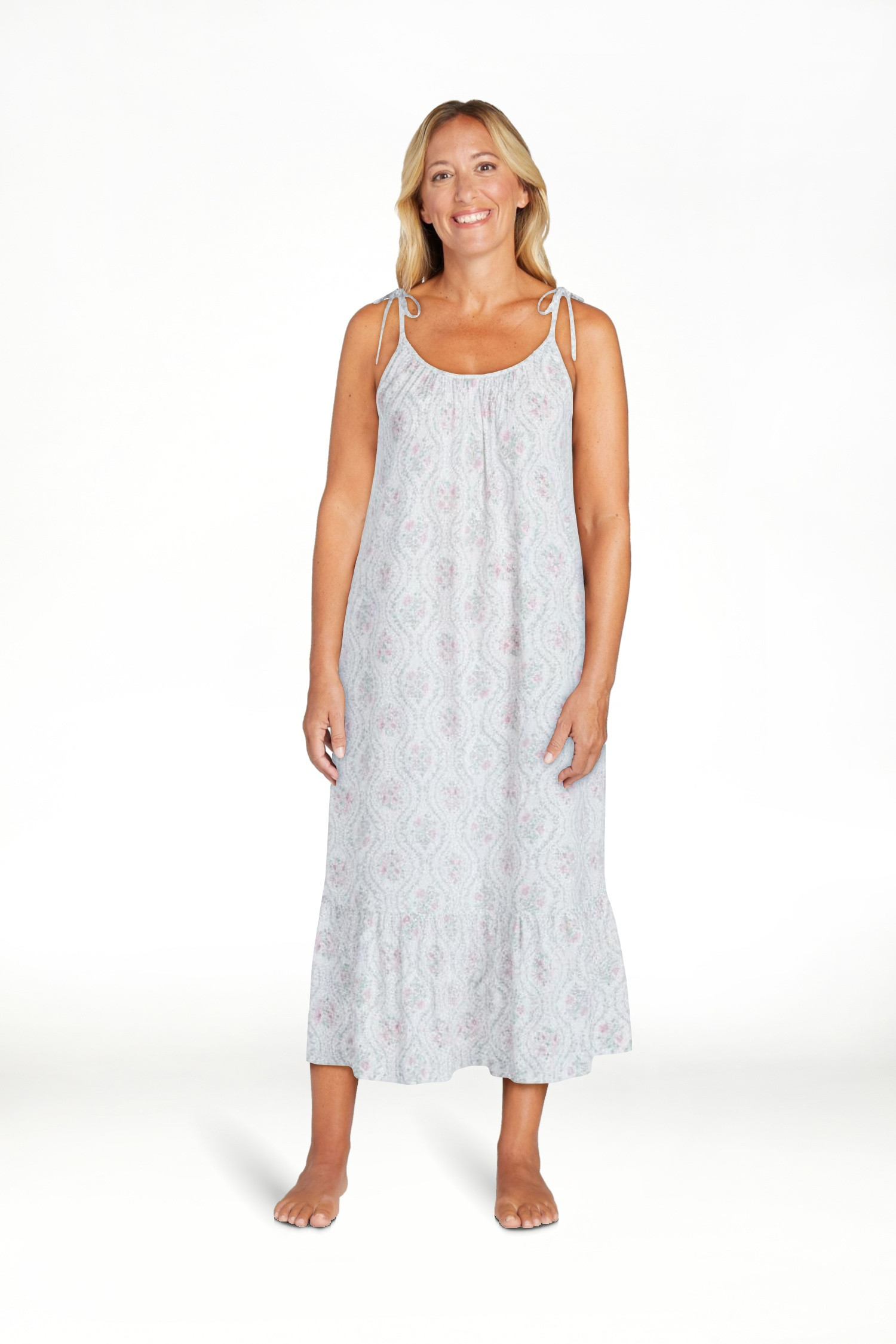Joyspun Women's Woven Midi Sleep Gown with Shoulder Tie, Sizes XS to 3X | Walmart (US)