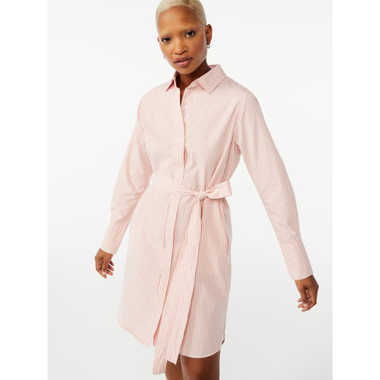 Free Assembly Women's Long Sleeve Shirt Dress | Walmart (US)