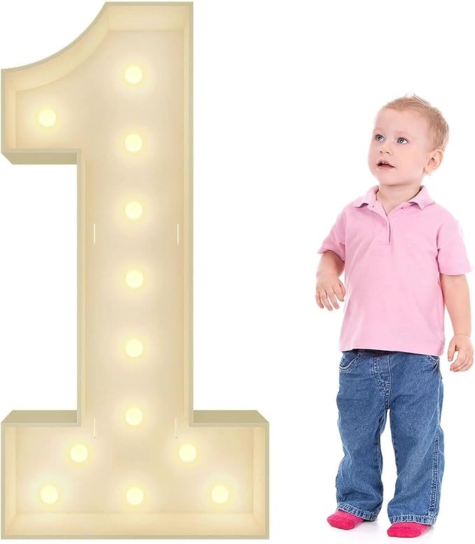 JoyBox Design 4FT Marquee Light Up Numbers Pre-Cut Frame Giant Marquee Numbers 1, Mosaic Numbers ... | Amazon (US)