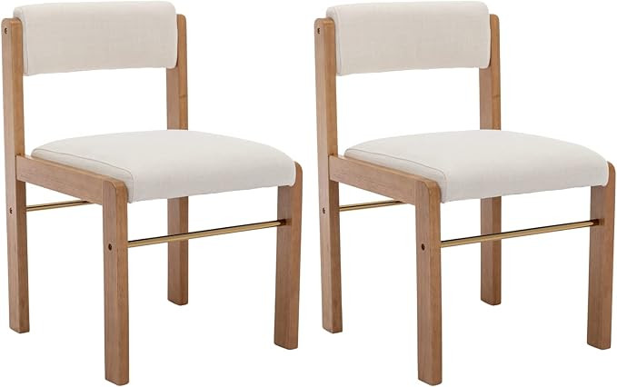 Shunzhi Mid Century Modern Dining Chairs Set of 2 Upholstered Linen Kitchen&Dining Room Chairs Wo... | Amazon (US)
