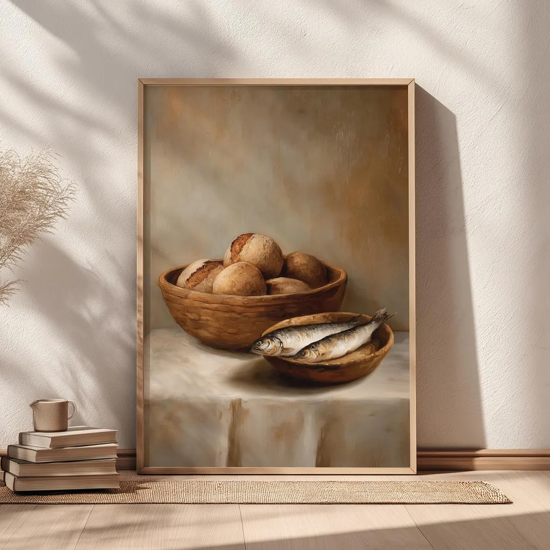 Five Loaves Two Fish Print, Biblical Still Life, Christian Wall Art, Scripture Home Decor | Etsy (US)