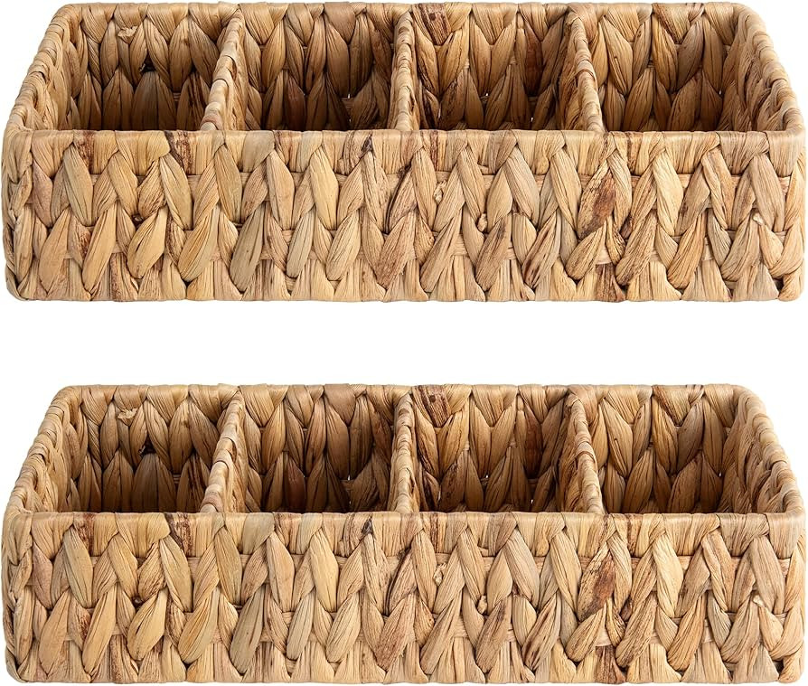 StorageWorks Small Baskets for Organizing, Wicker Baskets for Organizing with 4 Sections, Water H... | Amazon (US)