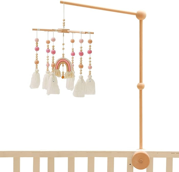 Baby 2In1 Set - Rainbow Mobile Crib Hanger,Baby Wooden Mobile Arm for Crib Baby Mobile Holder Bas... | Amazon (US)