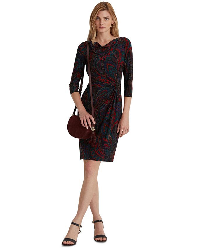 Lauren Ralph Lauren Paisley Twisted-Knot Jersey Dress & Reviews - Dresses - Women - Macy's | Macys (US)