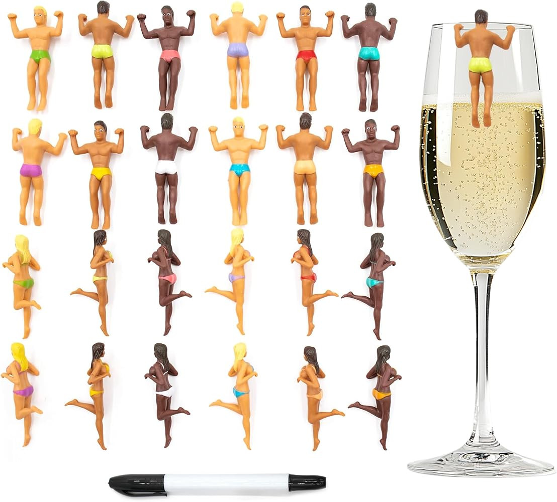 Wedding Supplies Drink Markers – Original Drinking Buddies & Wine Glass Charms for Weddings, Bachelorette Parties, Girls' Nights, Rehearsal Dinners & More, Fun Novelty Gifts (24-Pack: 12 Guys & 12 Girls) | Amazon (US)