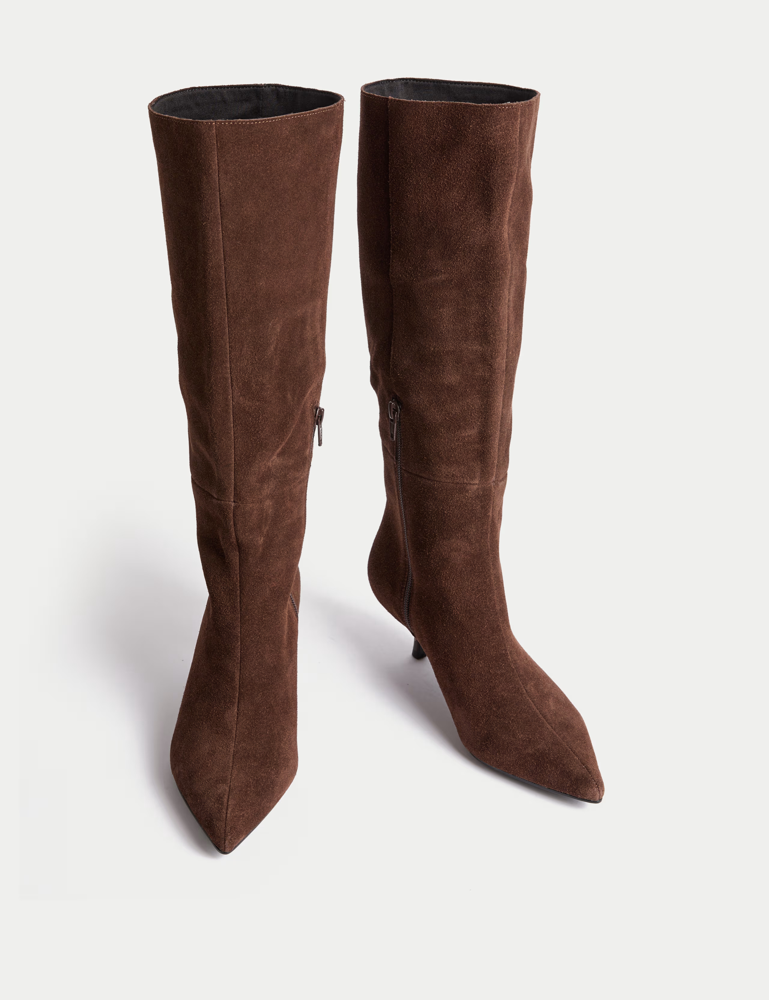 Suede Kitten Heel Pointed Knee High Boots | Marks & Spencer (UK)