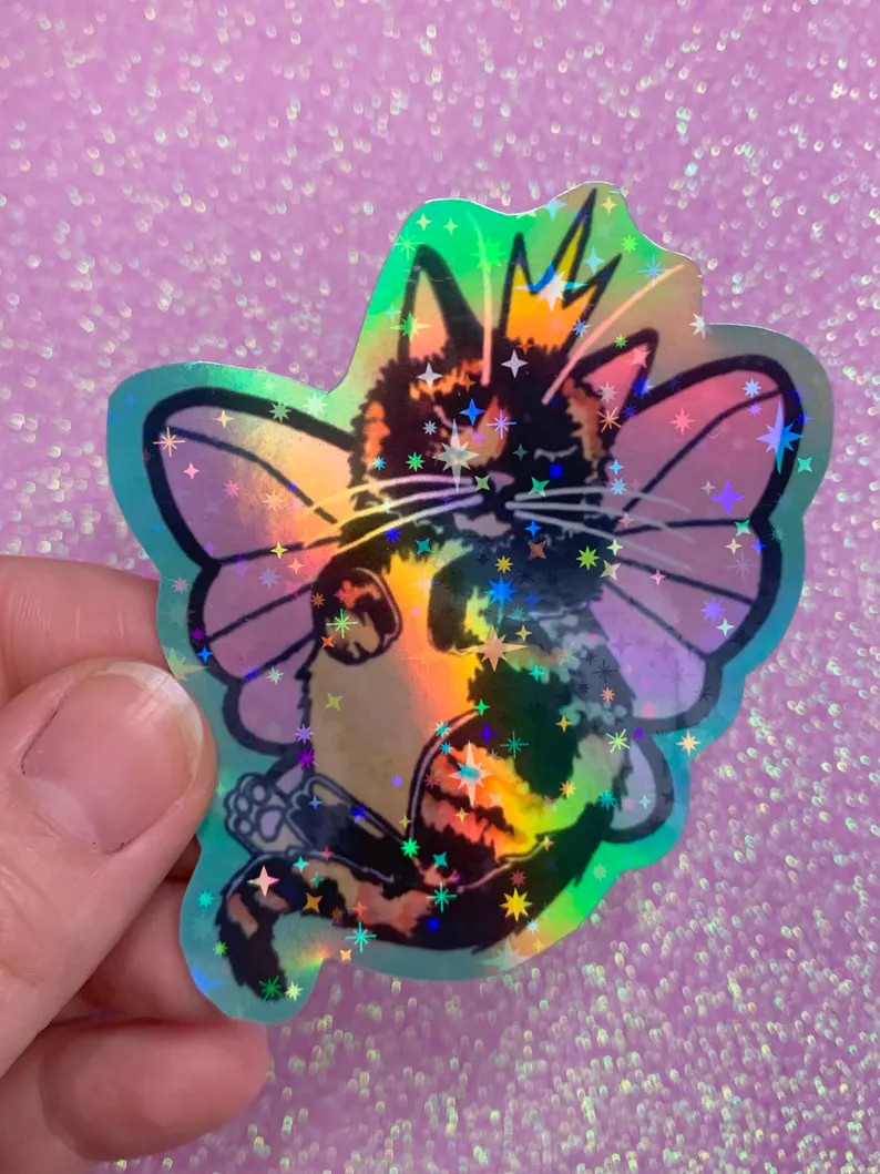 Rainbow Holographic 3 Snoozing Tortie Fairy HANDCUT STICKER - Etsy | Etsy (US)