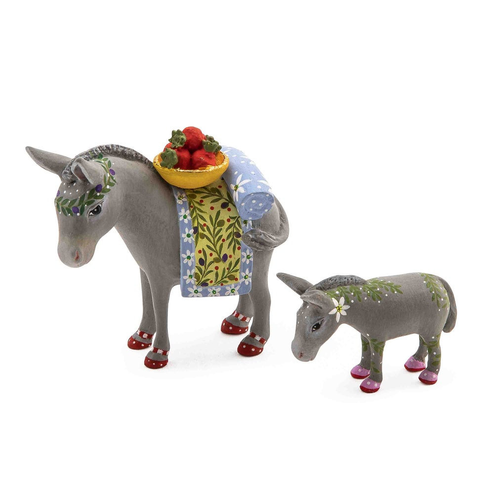 Patience Brewster Nativity Mother & Baby Donkey Mini Figures | MacKenzie-Childs