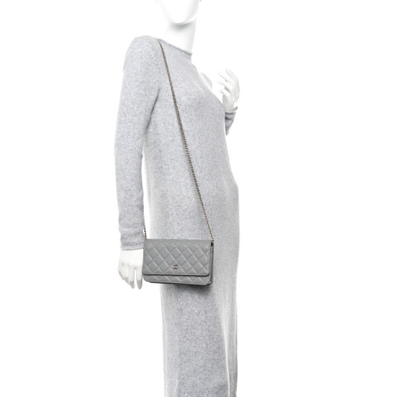 Caviar Quilted Wallet on Chain WOC Grey | FASHIONPHILE (US)