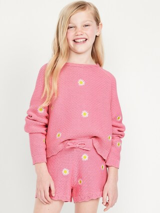 Sweater-Knit Embroidered Shorts for Girls | Old Navy (US)