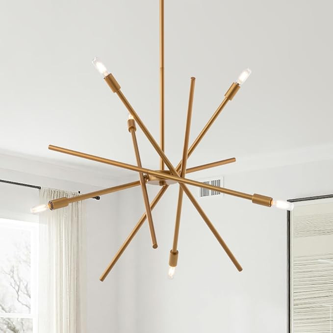 VILUXY Contemporary Chandelier Lighting Fixture 6-Light Antique Brass Mid-Century Pendant Lightin... | Amazon (US)