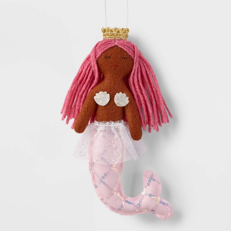 Felt Mermaid with Pink Tail Christmas Tree Ornament - Wondershop™ | Target