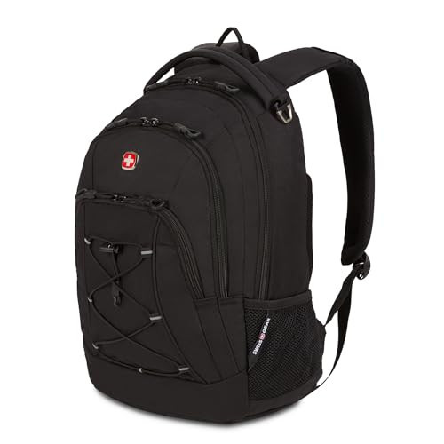 SwissGear 1186 Special Edition 13” Laptop Backpack Black – Compact Tech Bag with Reflective Accents – Multiple Organizer Pockets with Bungee Cords & D-ring Attachment Point | Amazon (US)