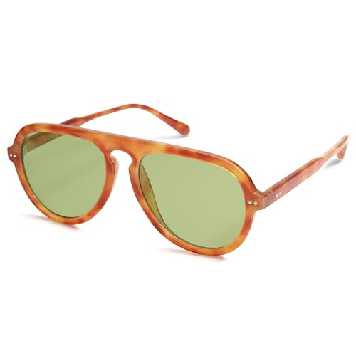 SOJOS Retro Aviator Sunglasses Womens Mens Vintage Plastic Frame Shades Lentes De Sol Para Mujer SJ2255 Yellow | Amazon (US)