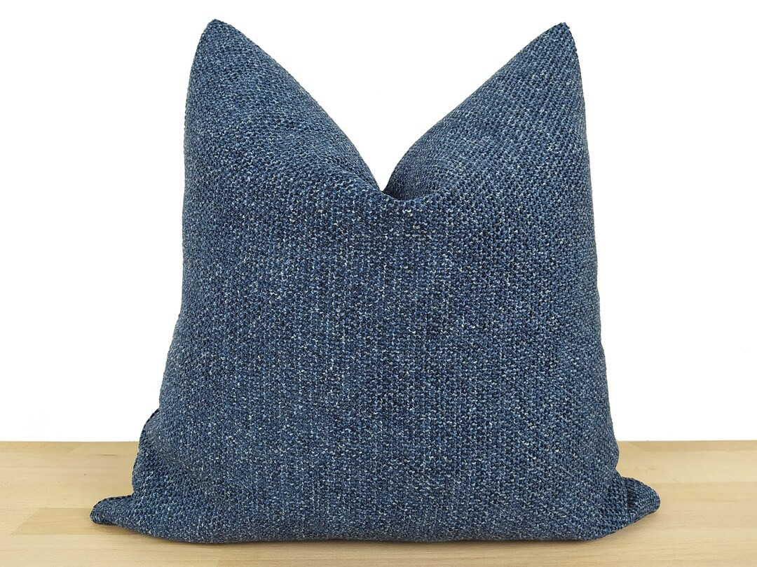 Blue Textured Pillow Cover Boho Euro Sham Cover Blue Throw - Etsy | Etsy (US)