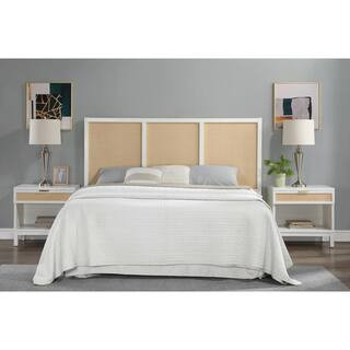 Bayport White King Panel Headboard with Solid Wood and Cane 833-66K-50 - The Home Depot | The Home Depot
