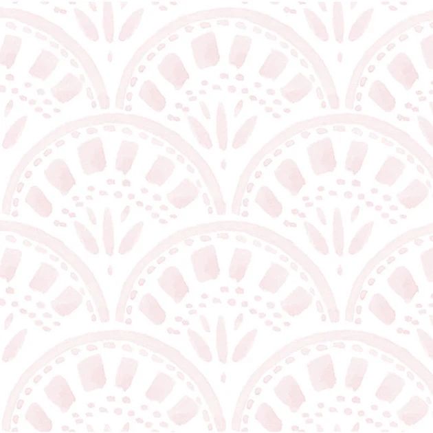 Riley Scallop Blush Pink Wallpaper | Cailini Coastal