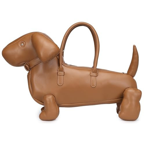 Lyuxhetaokdiq Women Dog Shaped Crossbody Shoulder Bag Handbag PU Leather Unique Novelty Dog Shaped Purse(1 Brown) | Amazon (US)