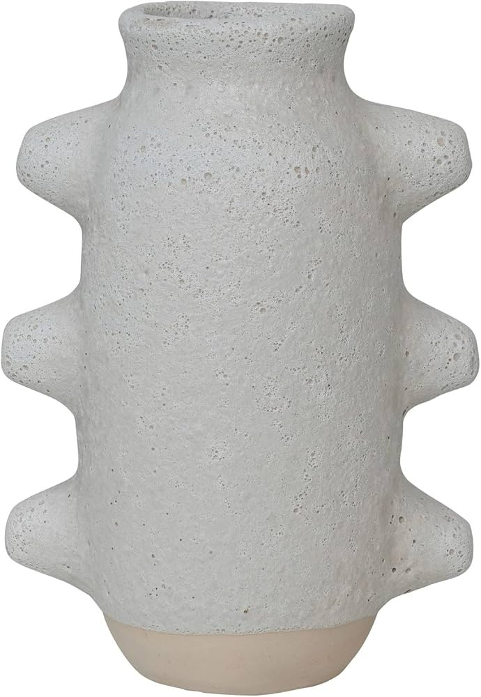 Bloomingville Creative Co-Op Abstract Stoneware Vase, White Volcano Finish, 9" H | Amazon (US)