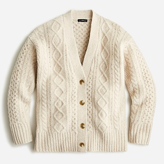 Cable-knit stretch wool cardigan sweater | J. Crew US