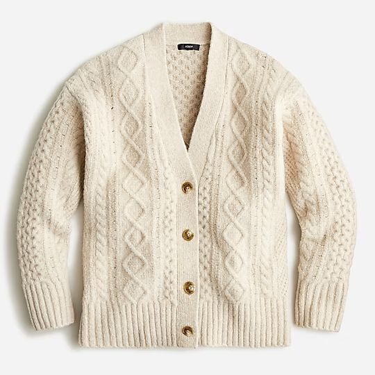 Cable-knit stretch wool cardigan sweater | J.Crew US