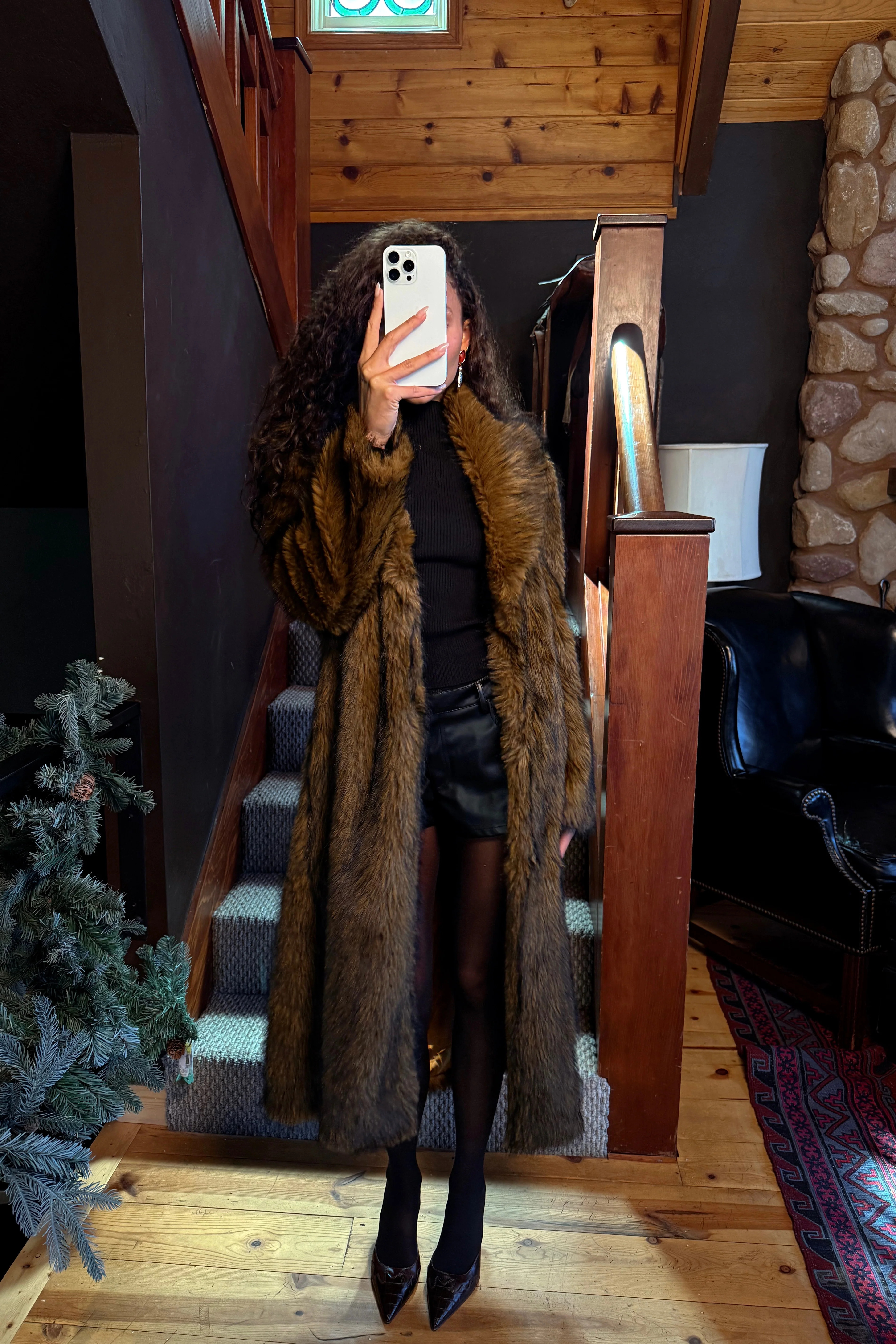 Manhattan Brown Faux Fur Coat | 12th Tribe