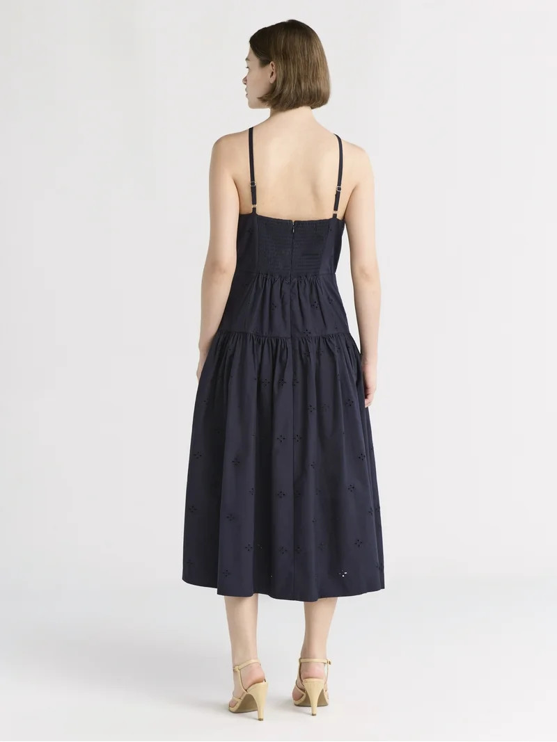 Free Assembly Women's and Women's Plus Sleeveless Cotton Eyelet Midi Dress, Sizes XS-4X | Walmart (US)