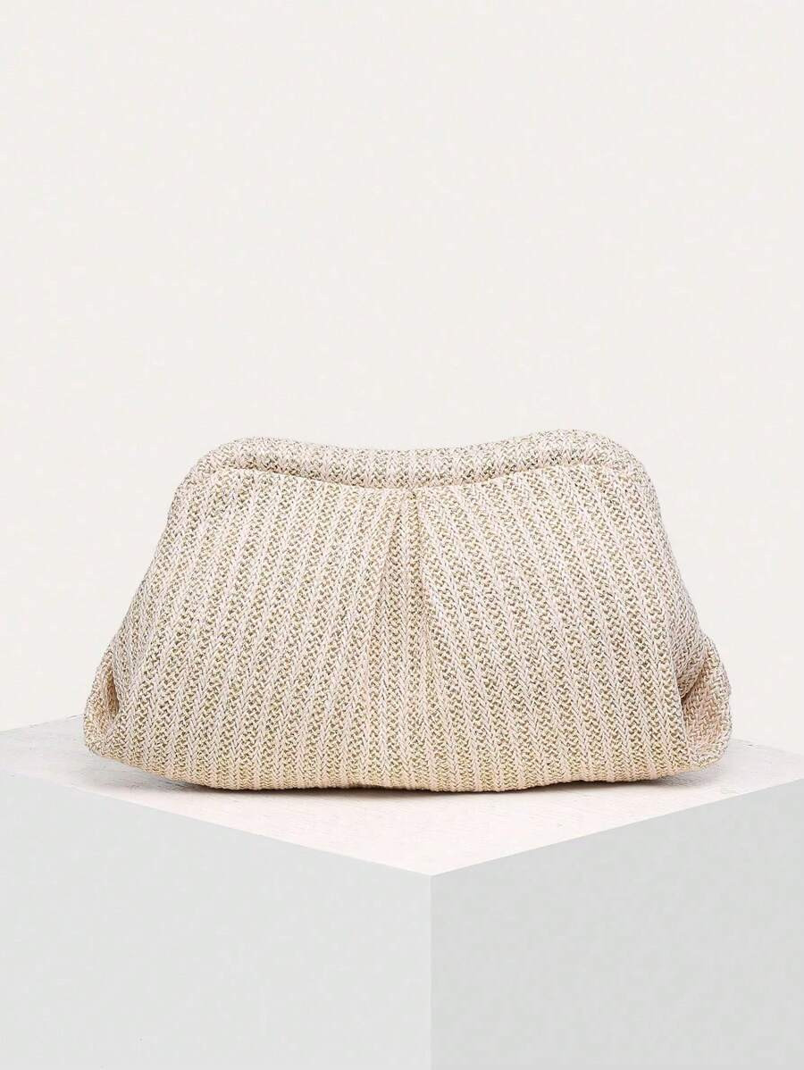 Folded Woven Straw Cloud Clutch Bag | SHEIN