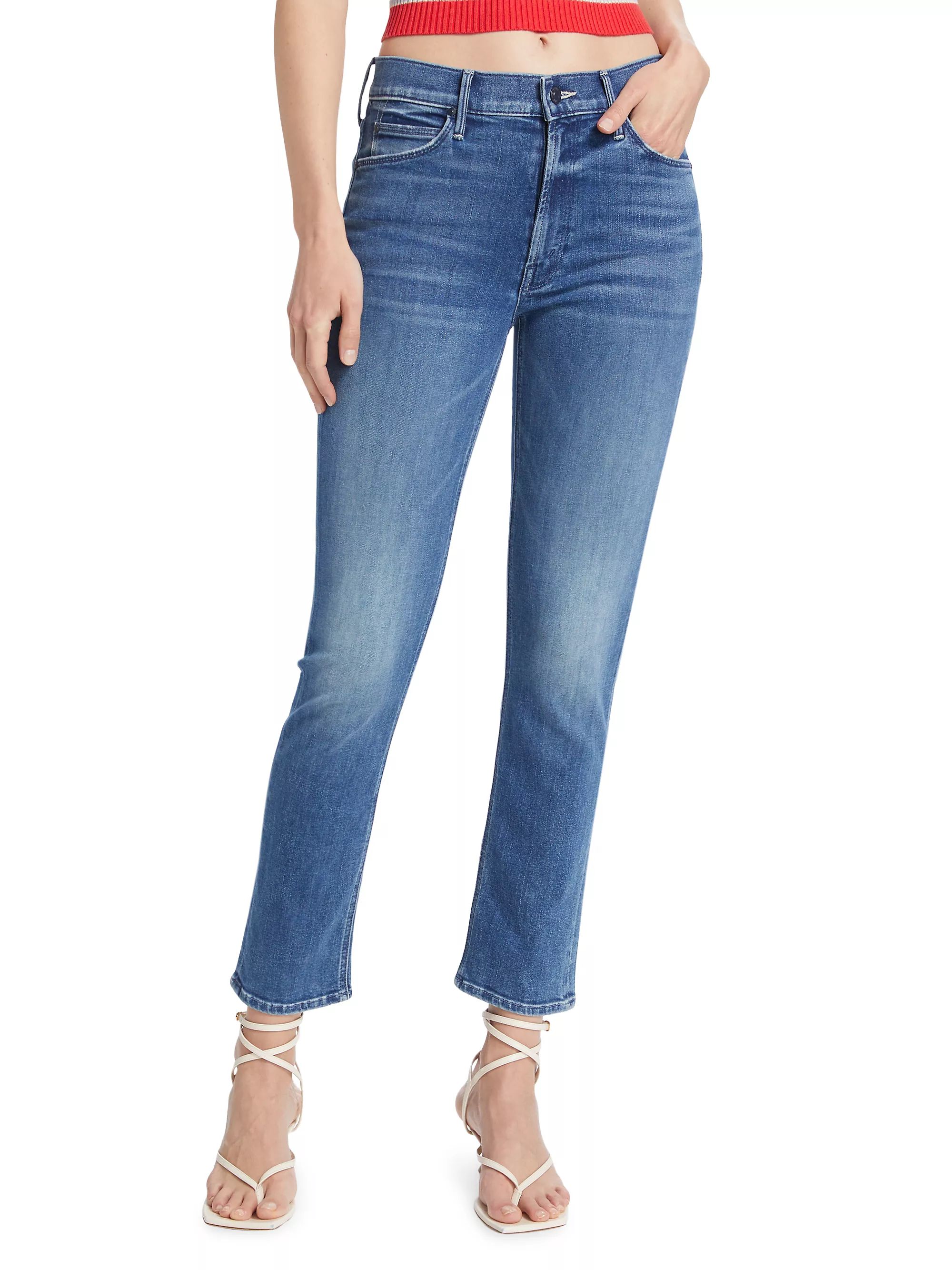The Dazzler Mid-Rise Straight-Leg Ankle Jeans | Saks Fifth Avenue
