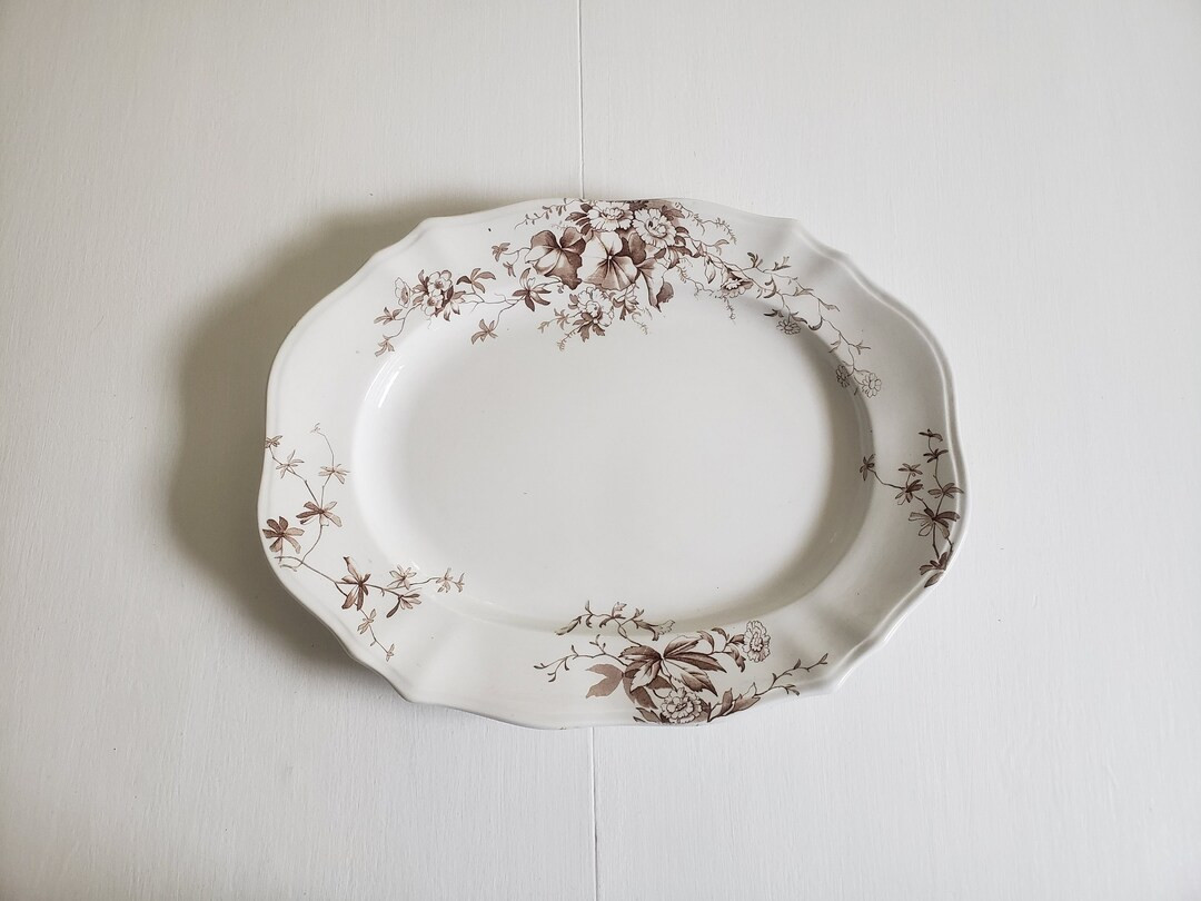 Antique J. H. W. & Sons Hanley England Large Oval Serving Platter - Summer Pattern - Vintage 1890... | Etsy (US)