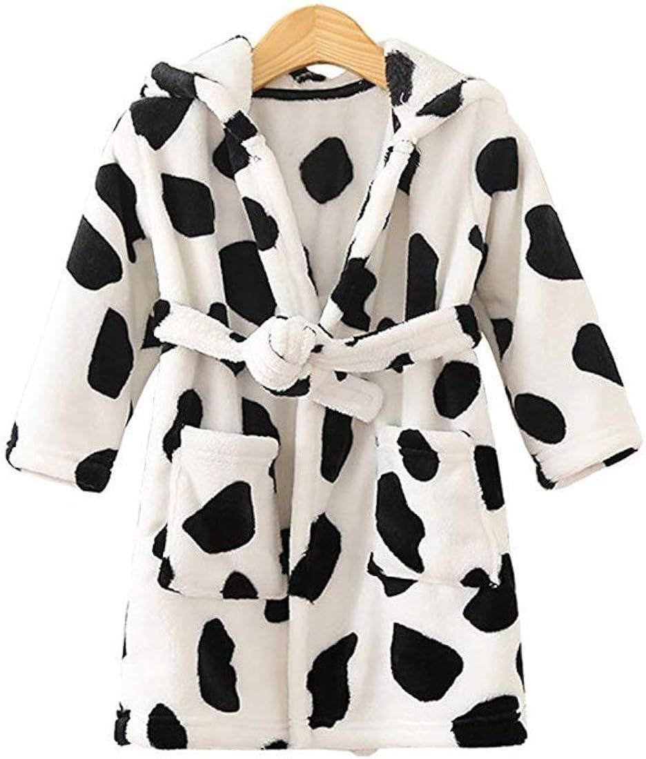 JZLPIN Unisex Baby Hooded Bathrobe Kids Flannel Pajamas Dressing Gown for Boys Girls | Amazon (US)