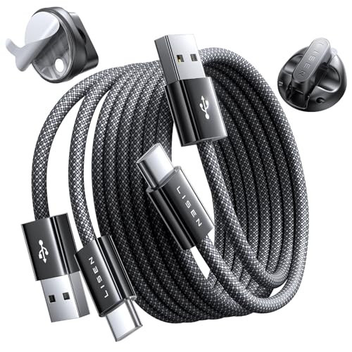 LISEN USB A to USB C Cable, 2-Pack 3FT/3.1A iPhone 16 15 Charger Cord with 2 Cable Organizers, USB C Car Charger Cord, Type C for Carplay Adapter for iPhone 15/16/Samsung S24 | Amazon (US)