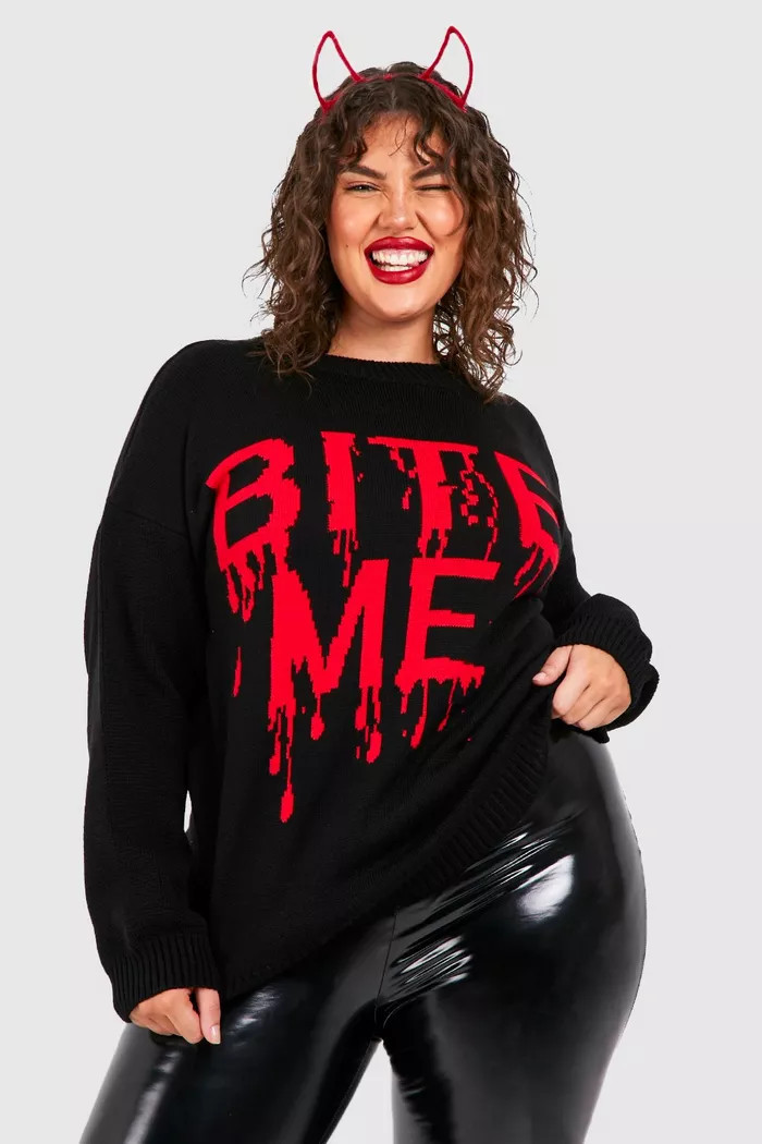 Plus Bite Me Halloween Sweater | boohoo (US & Canada)